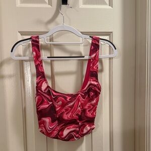 Windsor, Worn Once, Pink Swirl Corset Crop Top